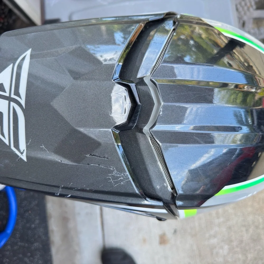 Fly Racing Gray and Green Helmet